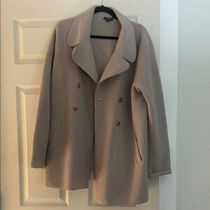 Worth Women's Beige Double-Breasted Pea Coat